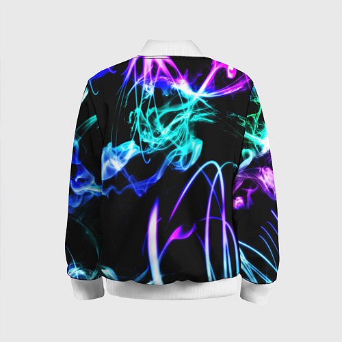 Детский бомбер Неоновый дым текстура / 3D-Белый – фото 2