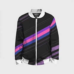 Бомбер детский Неоновые полосы, цвет: 3D-белый