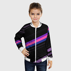 Бомбер детский Неоновые полосы, цвет: 3D-белый — фото 2