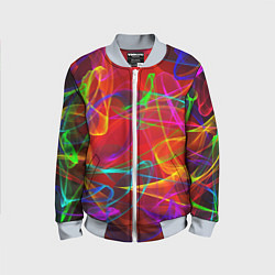 Бомбер детский Неоновые волны дыма, цвет: 3D-серый