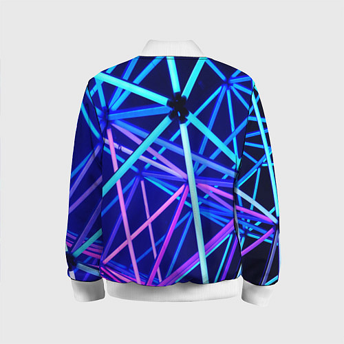Детский бомбер Неоновая текстура геометрия / 3D-Белый – фото 2