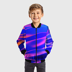 Бомбер детский Неоновые волны градиент, цвет: 3D-черный — фото 2