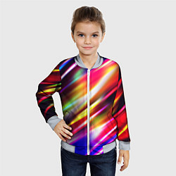 Бомбер детский Неоновая абстракция линии, цвет: 3D-серый — фото 2
