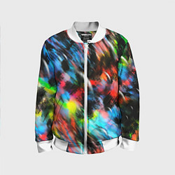 Бомбер детский Цветные краски абстракция, цвет: 3D-белый