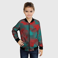 Бомбер детский Зелено-красный калейдоскоп, цвет: 3D-черный — фото 2