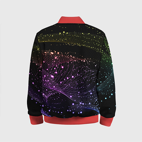 Детский бомбер Неоновые светящиеся линии и точки / 3D-Красный – фото 2