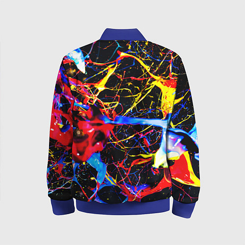Детский бомбер Неоновые брызги красок / 3D-Синий – фото 2