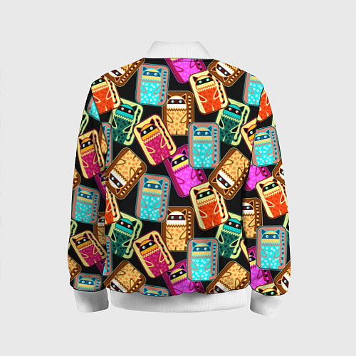 Детский бомбер Разноцветные котики паттерн / 3D-Белый – фото 2