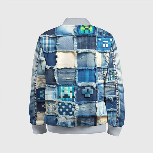Детский бомбер Пэчворк из Minecraft / 3D-Серый – фото 2