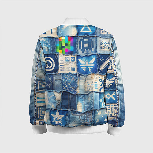 Детский бомбер Пэчворк с игровыми значками / 3D-Белый – фото 2