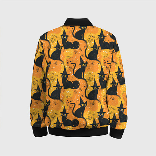 Детский бомбер Кошки в шляпах - паттерн / 3D-Черный – фото 2