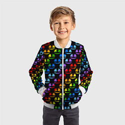 Бомбер детский Marshmello pattern neon, цвет: 3D-белый — фото 2