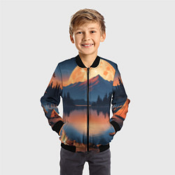 Бомбер детский Костер на берегу озера, цвет: 3D-черный — фото 2