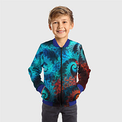 Бомбер детский Оптическая абстракция узор, цвет: 3D-синий — фото 2