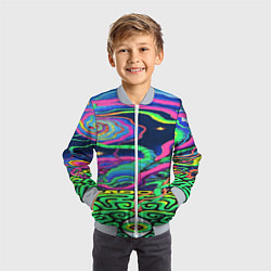 Бомбер детский Оптические волны психоделика, цвет: 3D-серый — фото 2