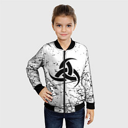 Бомбер детский Символика славянская текстура, цвет: 3D-черный — фото 2