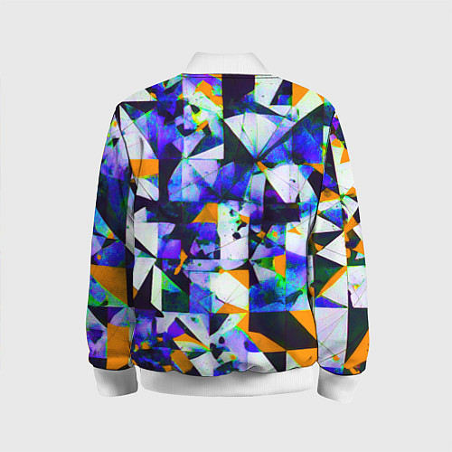 Детский бомбер Жёлто-синяя тревожная абстракция на белом фоне / 3D-Белый – фото 2