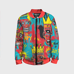 Бомбер детский Абстракция в стиле баския, цвет: 3D-красный