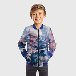 Бомбер детский Японская зима в сельской местности, цвет: 3D-синий — фото 2