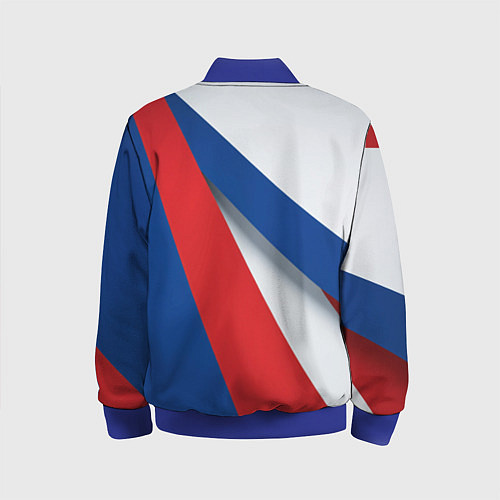 Детский бомбер Цвета флага России и герб / 3D-Синий – фото 2