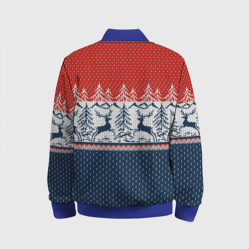 Детский бомбер Новогодний вязаный узор / 3D-Синий – фото 2