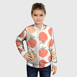 Бомбер детский Клубничный узор, цвет: 3D-белый — фото 2