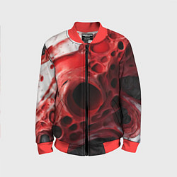 Бомбер детский Красно-белая абстрактная структура, цвет: 3D-красный