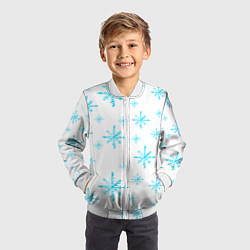 Бомбер детский Зимний узор из снежинок, цвет: 3D-белый — фото 2
