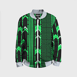Бомбер детский Зелёные обои на чёрном фоне, цвет: 3D-серый
