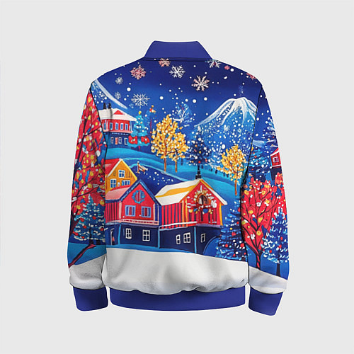 Детский бомбер Новогодний городок в горах / 3D-Синий – фото 2