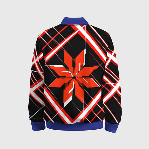 Детский бомбер Красно-белая звезда и полосы на чёрном фоне / 3D-Синий – фото 2