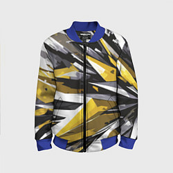 Бомбер детский Чёрно-жёлто-белая абстракция, цвет: 3D-синий