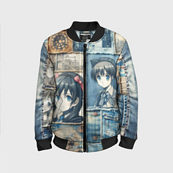 Детский бомбер Пэчворк деним и аниме