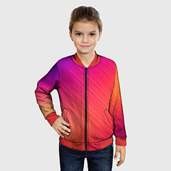 Бомбер детский Градиент в косую полоску, цвет: 3D-красный — фото 2