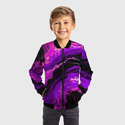 Бомбер детский Фиолетовые брызги на чёрном фоне, цвет: 3D-черный — фото 2