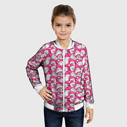 Бомбер детский Выдры новогодние в розовых колпаках, цвет: 3D-белый — фото 2