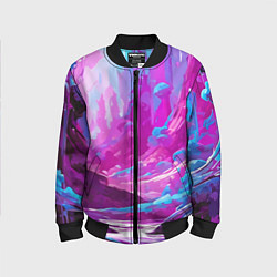 Бомбер детский Фиолетовая кислотная абстракция, цвет: 3D-черный