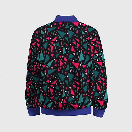 Детский бомбер Синие красные треугольники на черном фоне / 3D-Синий – фото 2