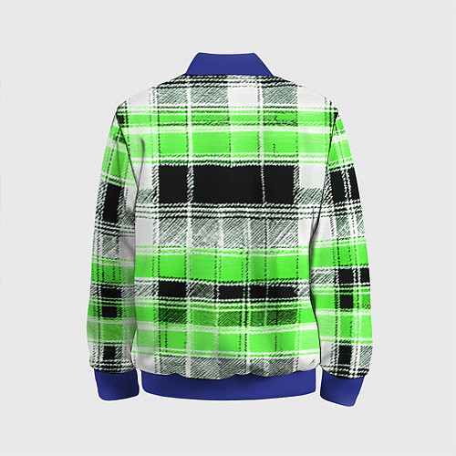 Детский бомбер Белые полосы на чёрно-зелёном фоне / 3D-Синий – фото 2