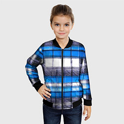 Бомбер детский Чёрные полосы на сине-белом фоне, цвет: 3D-черный — фото 2