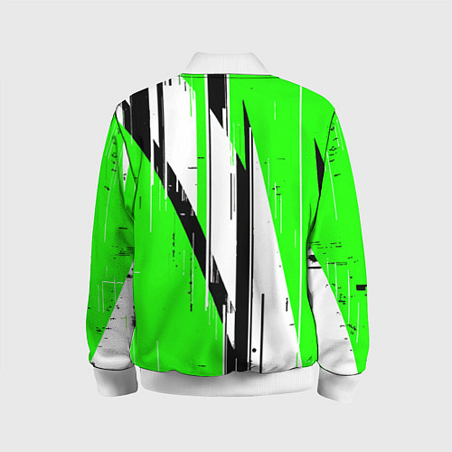 Детский бомбер Black and white vertical stripes on a green backgr / 3D-Белый – фото 2