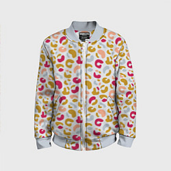 Бомбер детский Разноцветный леопардовый узор, цвет: 3D-серый