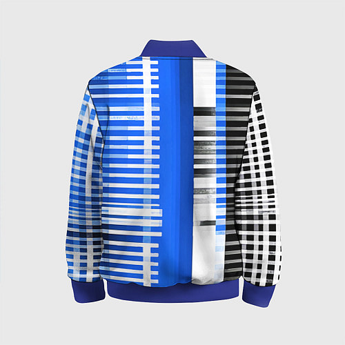 Детский бомбер White stripes on a black and blue background / 3D-Синий – фото 2
