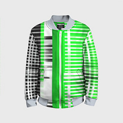 Бомбер детский Белые полосы на зелёно-чёрном фоне, цвет: 3D-серый