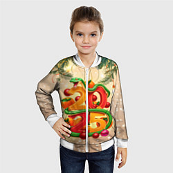 Бомбер детский Веселая змея 2025, цвет: 3D-белый — фото 2