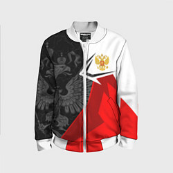 Детский бомбер Герб России - красно-белый