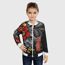 Бомбер детский Россия - цветочный узор, цвет: 3D-белый — фото 2