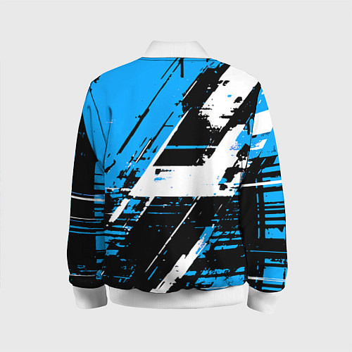 Детский бомбер Diagonal black and white stripes on a blue backgro / 3D-Белый – фото 2
