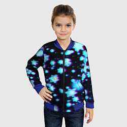 Бомбер детский Неоновые снежинки глитч, цвет: 3D-синий — фото 2