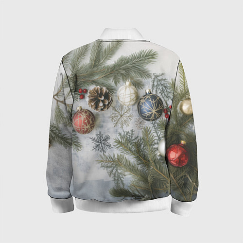 Детский бомбер Новогодние ветки / 3D-Белый – фото 2